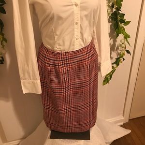 Talbots Pink Houndstooth Tweed Pencil Skirt